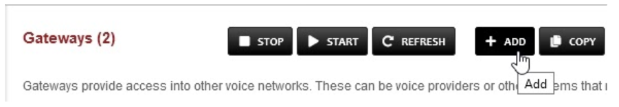 Selecting the Add button in the Gateways section.