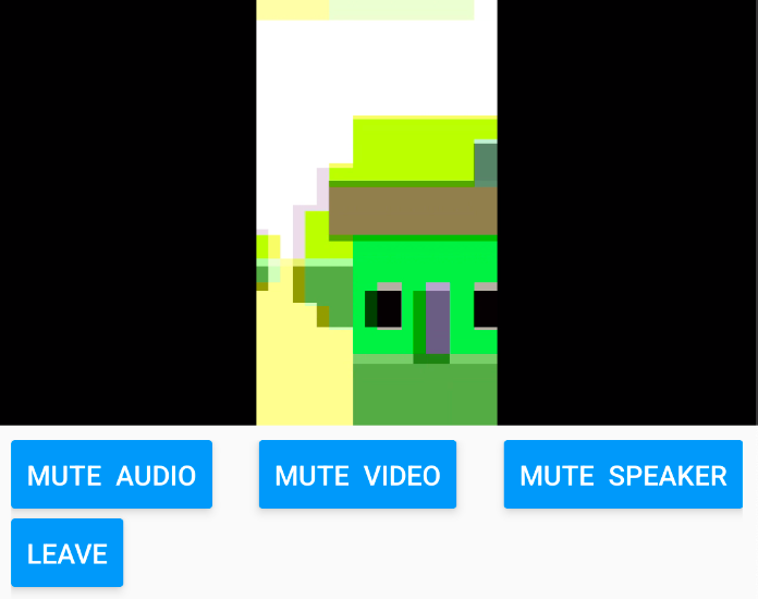 A screenshot of the control buttons used for the user to mute or unmute audio, video, and speaker.